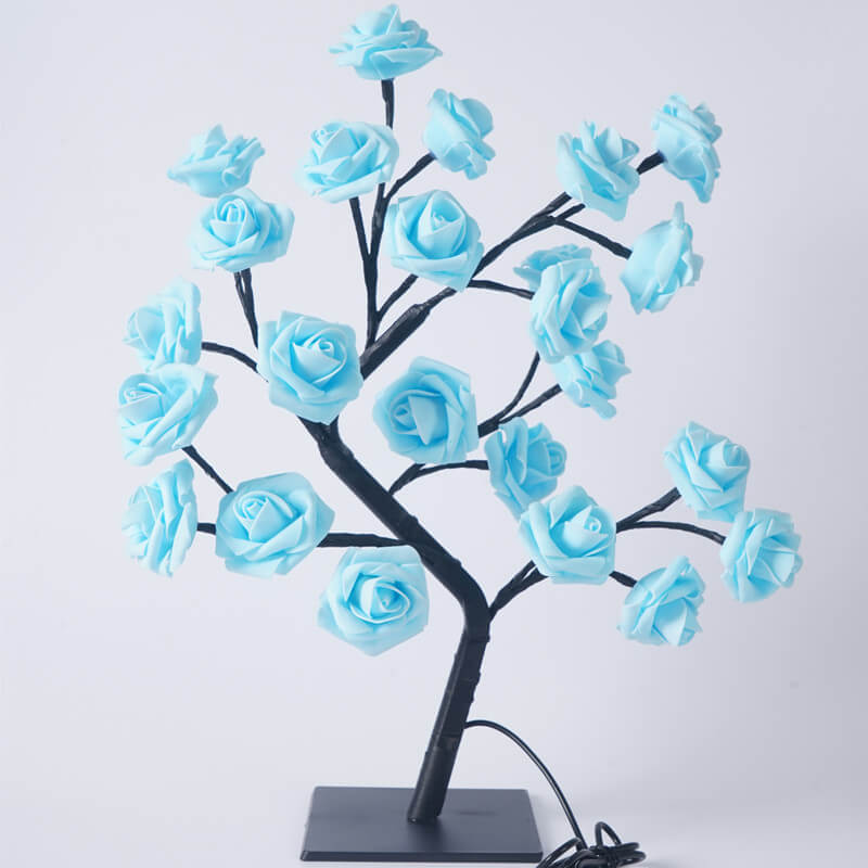 RoseTree USB Tischlampe | LED Rosenbaum mit 24 Lichtern | Warmweiß | Dekorative Stimmungsbeleuchtung
