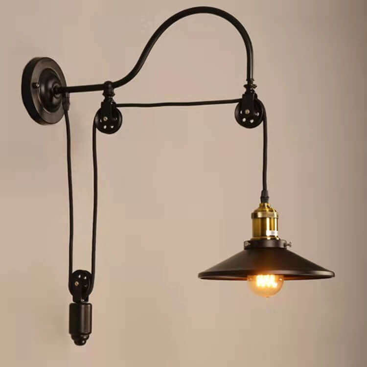 IronScape Retro Industrial Wandlampe | Wandleuchte mit Riemenscheibe | Vintage-Design