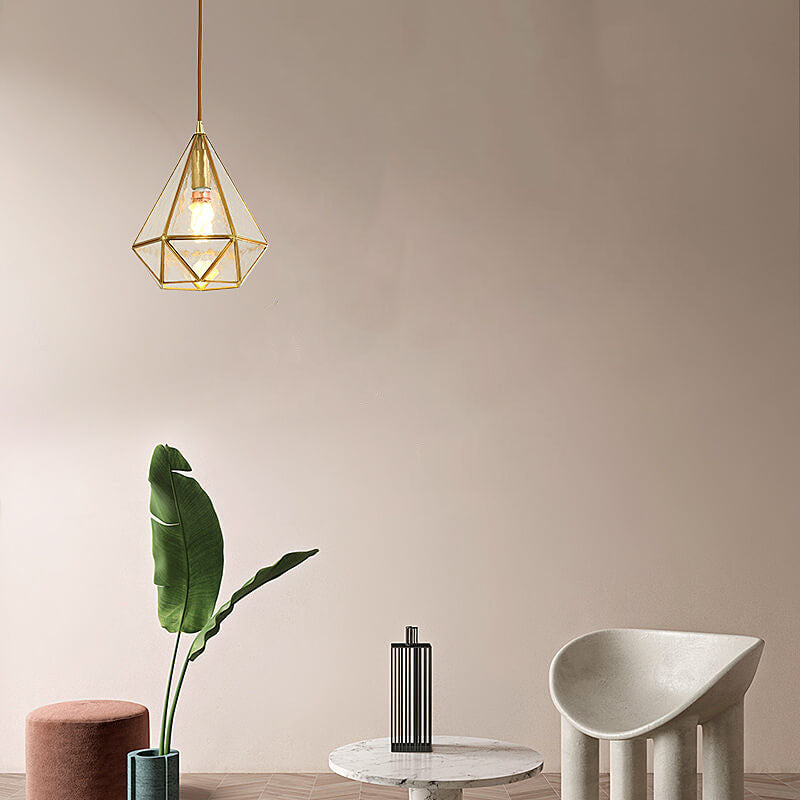 DiamantaGlow Pendelleuchte | Diamantförmiges Glas mit Wasserstruktur | 1-flammige Hängeleuchte | Elegantes & Modernes Design