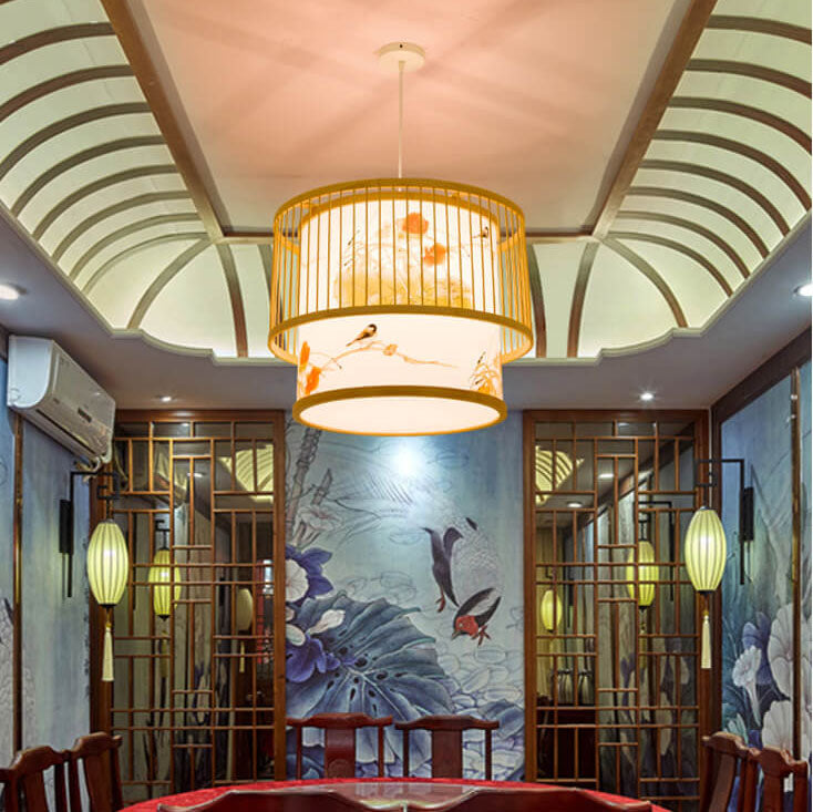 BambooLoom Designer Pendelleuchte | Zylindrische Bambus-Lampe | Handgefertigt | Ideal für Esszimmer & Wohnzimmer