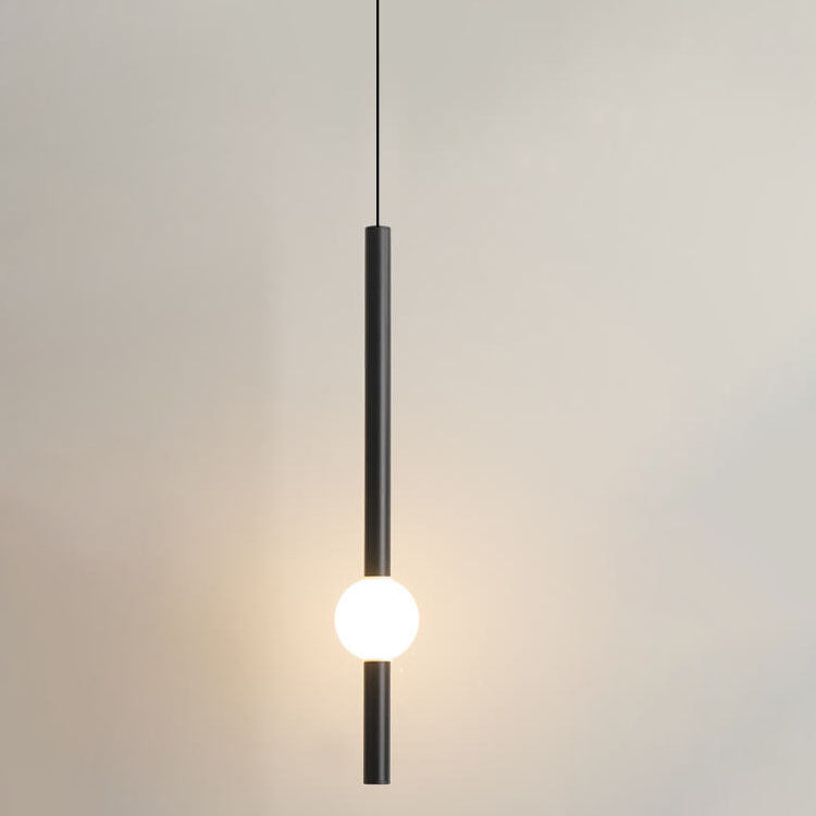 LumaCyl Modern LED Pendelleuchte | Minimalistisches Zylinderdetail mit Metallkugel | Dimmbares Design