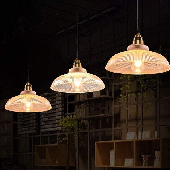 LumoStria Pendelleuchte | Streifenglas | 1-flammig | Vintage-Design für stilvolle Beleuchtung