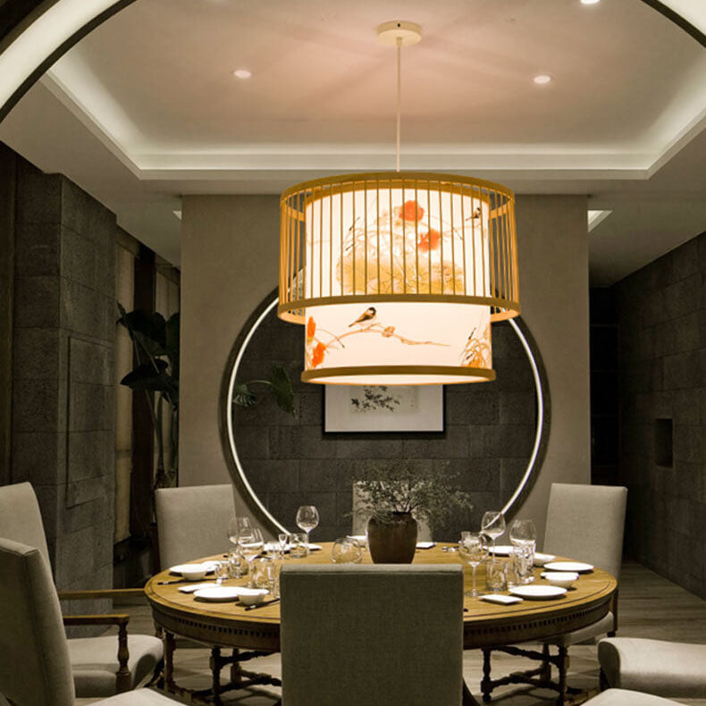 BambooLoom Designer Pendelleuchte | Zylindrische Bambus-Lampe | Handgefertigt | Ideal für Esszimmer & Wohnzimmer