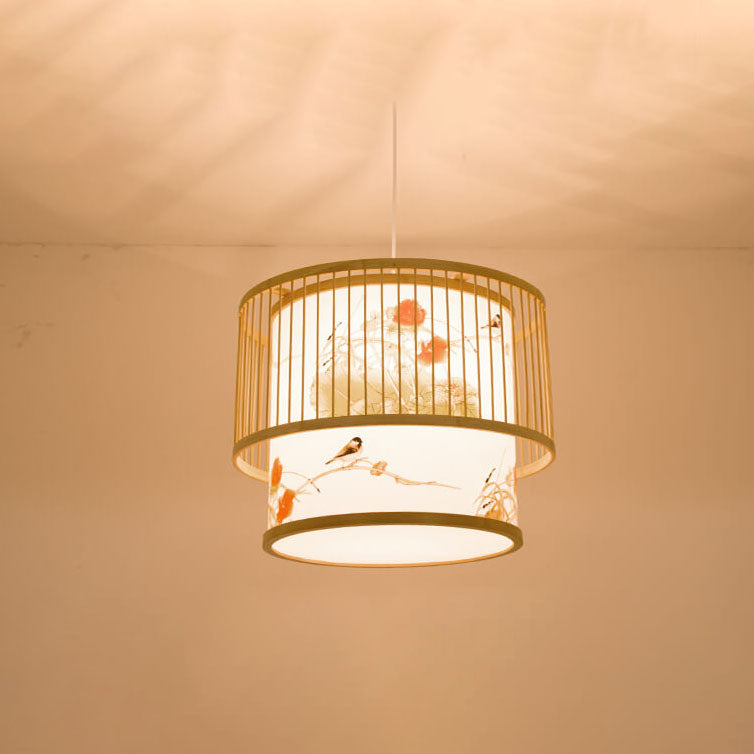 BambooLoom Designer Pendelleuchte | Zylindrische Bambus-Lampe | Handgefertigt | Ideal für Esszimmer & Wohnzimmer