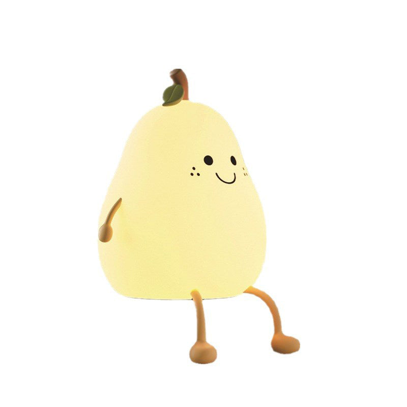 Pearlum Kreative LED Nachtlampe | Silikon Birnenform | USB-Tischleuchte | Sieben Farben Stimmungslicht