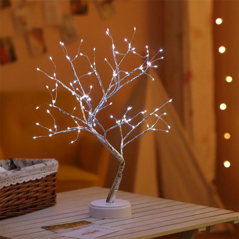SpiritGlow LED Baum Tischlampe | Magisches Stimmungslicht | Kabellos | Deko für Zuhause
