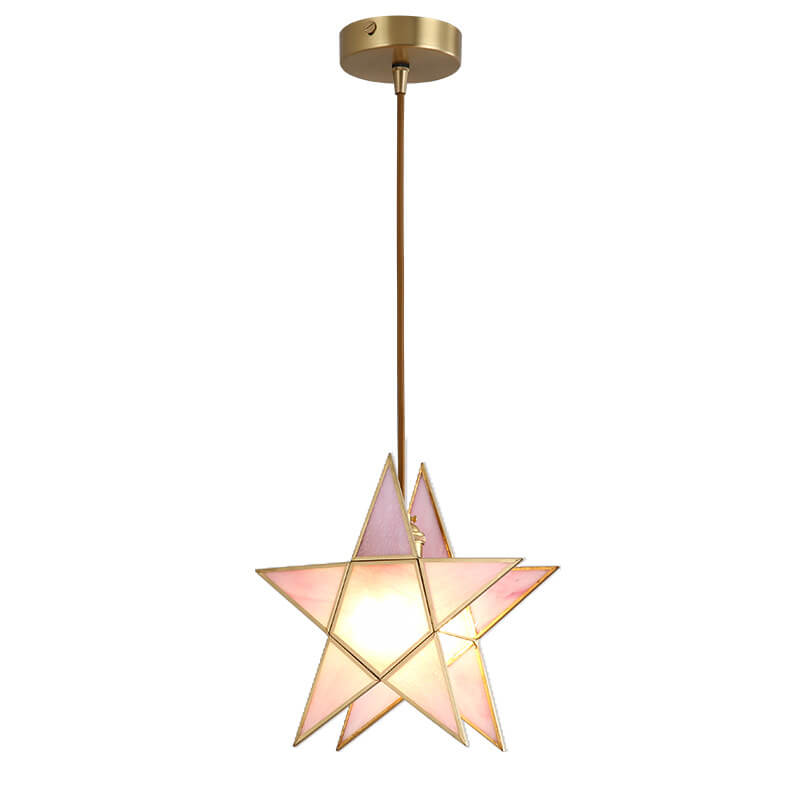 LumoStar Pendelleuchte | Glas mit Wasserstruktur | 1-flammige Sternförmige Hängeleuchte | Modern & Farbig