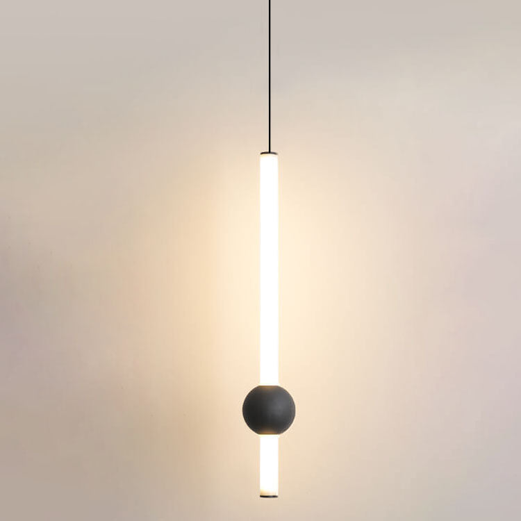 LumaCyl Modern LED Pendelleuchte | Minimalistisches Zylinderdetail mit Metallkugel | Dimmbares Design
