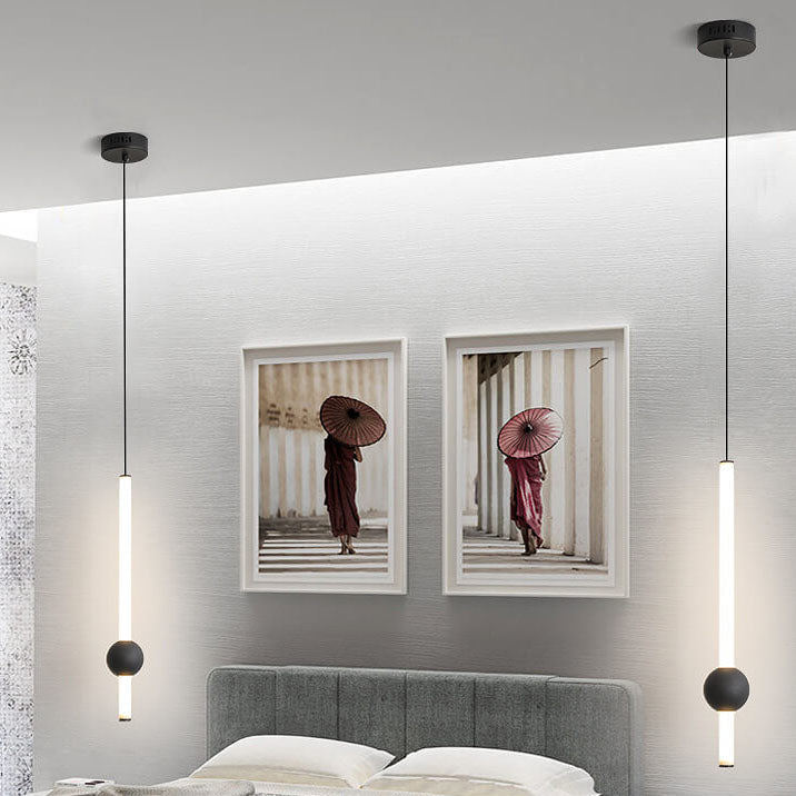 LumaCyl Modern LED Pendelleuchte | Minimalistisches Zylinderdetail mit Metallkugel | Dimmbares Design