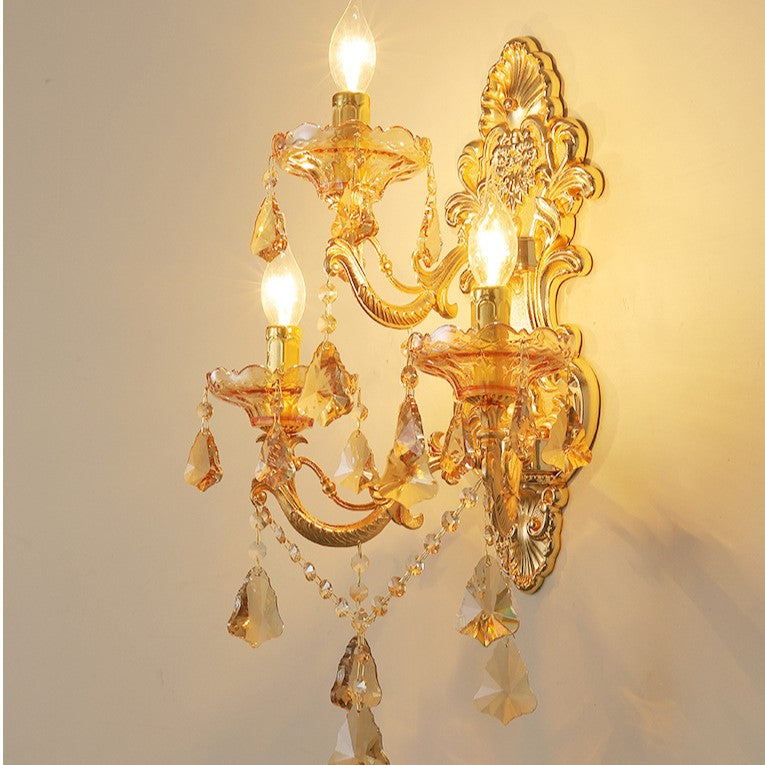 CandeLuxe Europäisches Kristall Wandkandelaber | 3-Flammig | Luxus Wandlampe | Klassische Beleuchtung für Zuhause