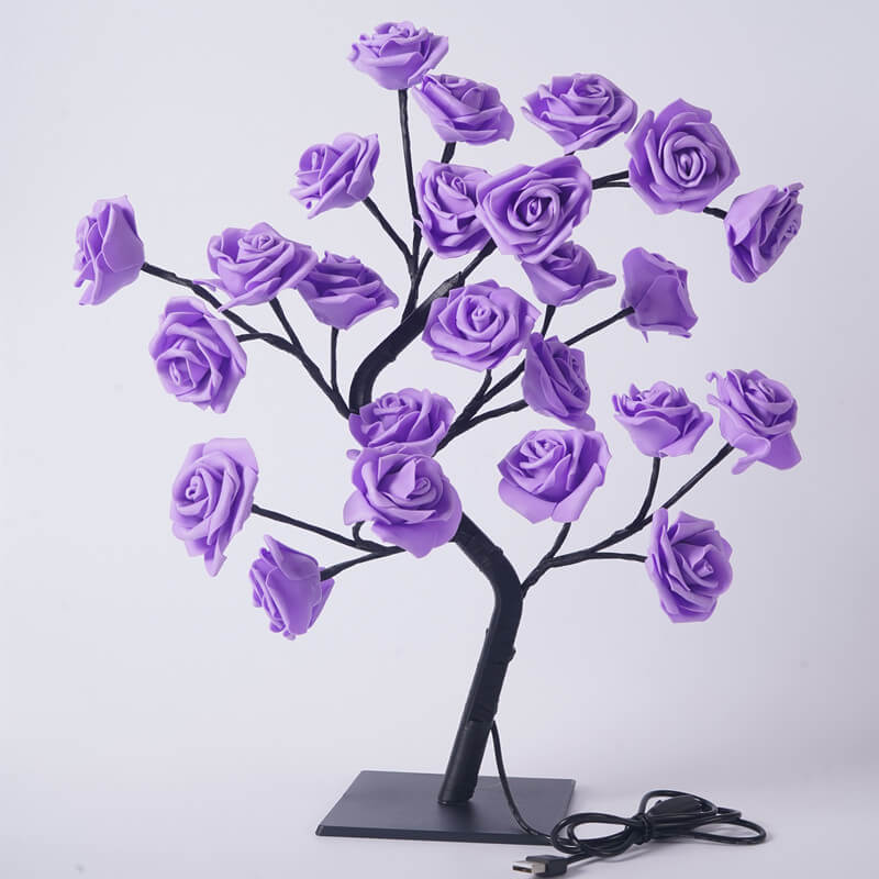 RoseTree USB Tischlampe | LED Rosenbaum mit 24 Lichtern | Warmweiß | Dekorative Stimmungsbeleuchtung