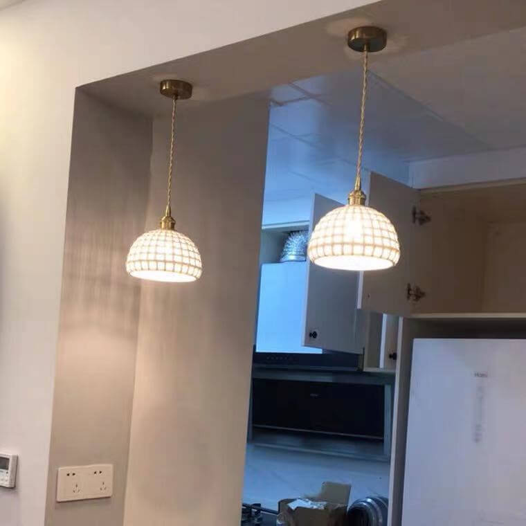 PorceLume Japanische Porzellan-Pendelleuchte | Modernes Design | 1-Licht Kuppel | Handgefertigte Lichtkunst