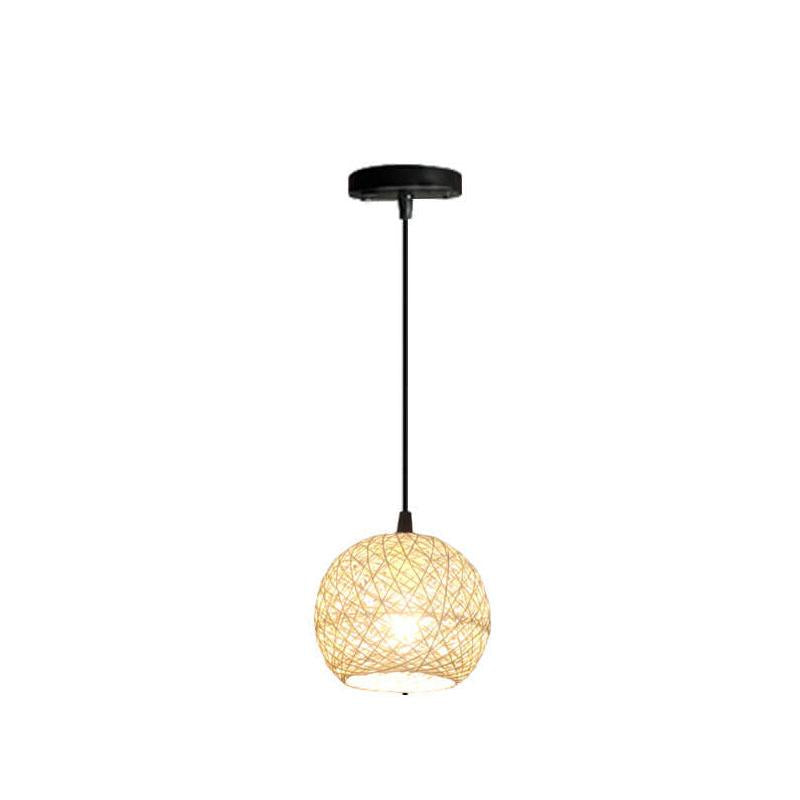 GlobeRattan – Beige Geflochtene Rattan Pendelleuchte | 1/3 Lichter | Elegantes Design