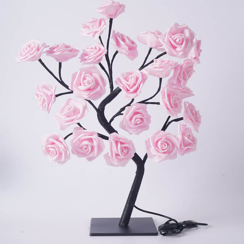 RoseTree USB Tischlampe | LED Rosenbaum mit 24 Lichtern | Warmweiß | Dekorative Stimmungsbeleuchtung
