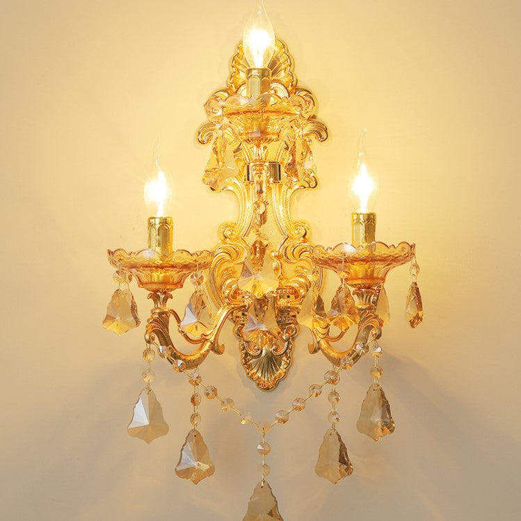 CandeLuxe Europäisches Kristall Wandkandelaber | 3-Flammig | Luxus Wandlampe | Klassische Beleuchtung für Zuhause