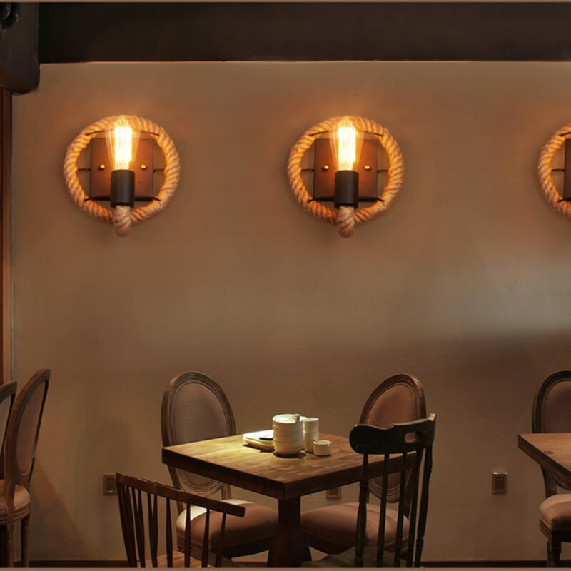 RusticGlow Seil-Wandleuchte | Vintage Stil | Hanfseil-Lampendesign | Einzigartige Dekoration | Umweltfreundliche Wandlampe