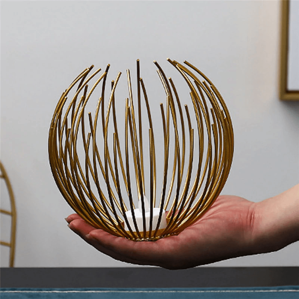 CandleWeave Korb Kerzenhalter | Stilvolle Metalllaterne | Dekoration für Wohnzimmer & Terrasse