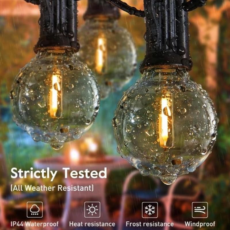 GlowString 15m Outdoor Lichterkette | Wasserdicht | Garten- und Terrassenbeleuchtung | Stimmungsvolles LED-Licht