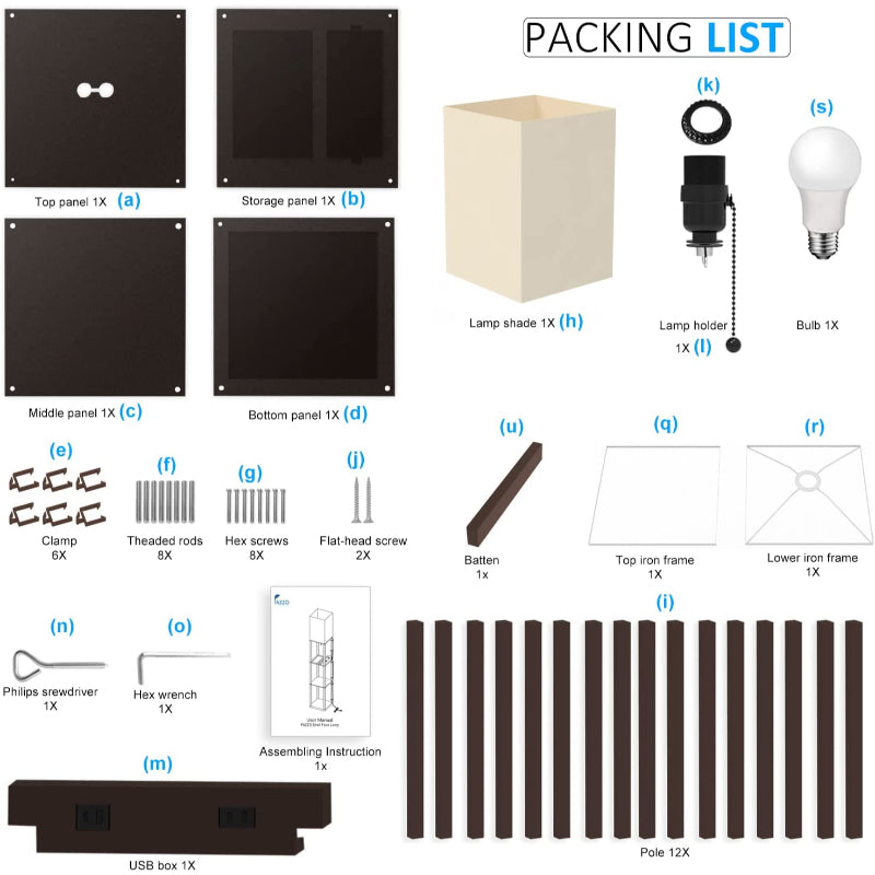 ShelfLoom Stehlampe mit Regalen | Regal-Stehlampen aus Massivholz | Mit 2 USB-Ladeports & Steckdose | Für Schlafzimmer & Wohnzimmer