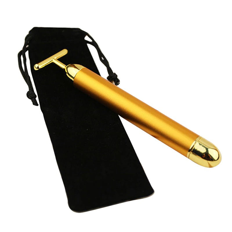 GlowBar 24K Gold Gesichtsroller | T-Massagegerät | Hautstraffung & Anti-Aging