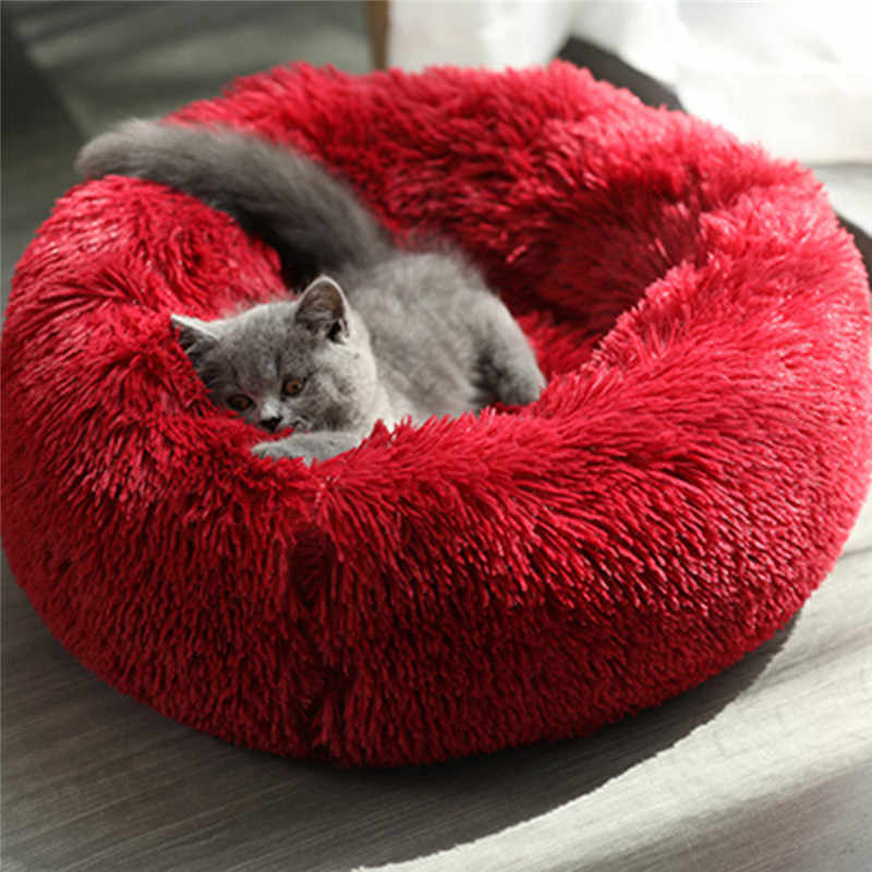 PawNest Beruhigendes Donut-Katzenbett | Rundes Plüsch Nest | Stresslindernd & Gemütlich | Perfekt für Katzen & kleine Hunde