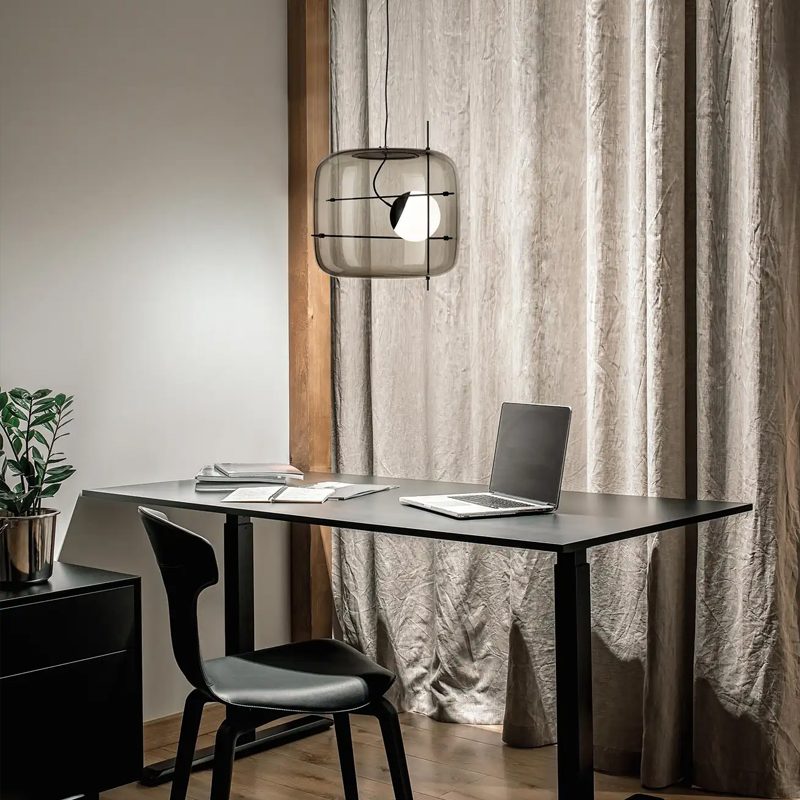 AuriVive Glas-Pendelleuchte | Modernes Design | Rauchglas & Schwarz | Dimmbar | Stilvolle Beleuchtung für Wohn- und Esszimmer