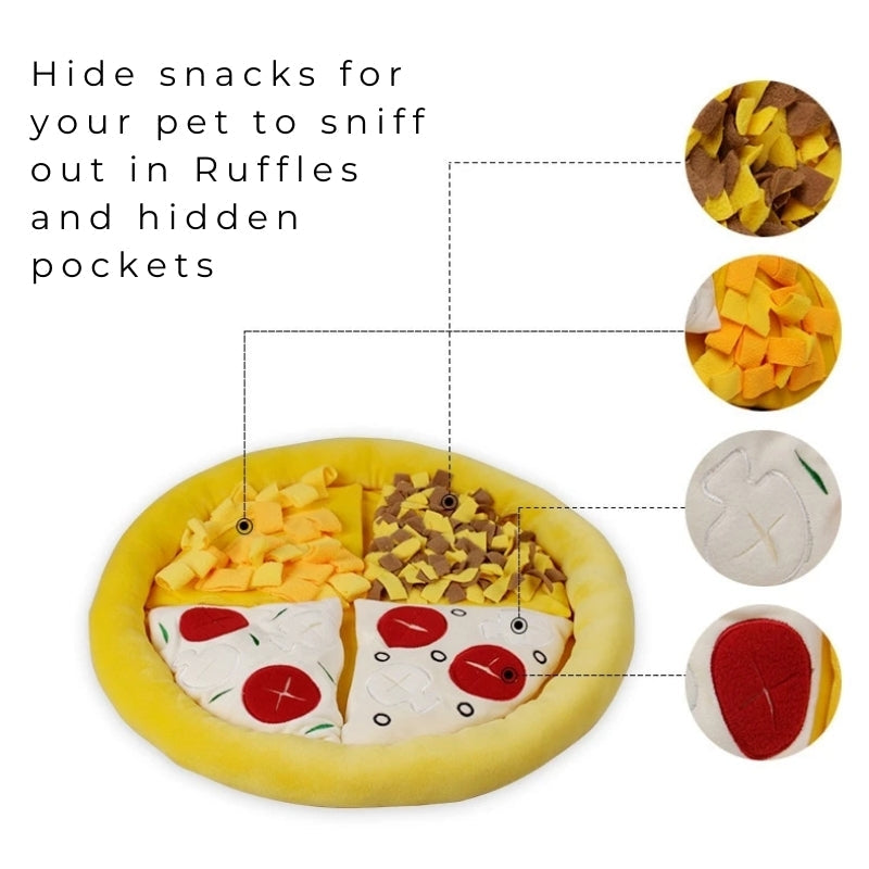 Pupizza Schnüffelmatte & Weiches Hundebett | Interaktives Design | Fördert Spiel & Entspannung | Für Welpen & Hunde