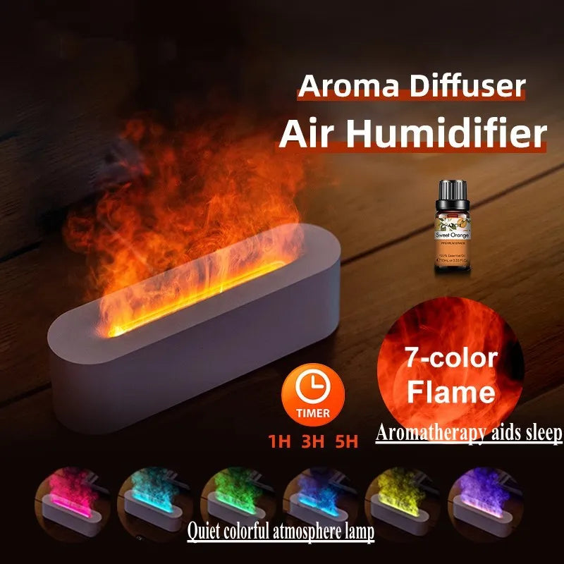FlameAura Aroma-Diffuser mit 7 Farben | Luftbefeuchter & Stimmungslicht | Entspannung für Zuhause