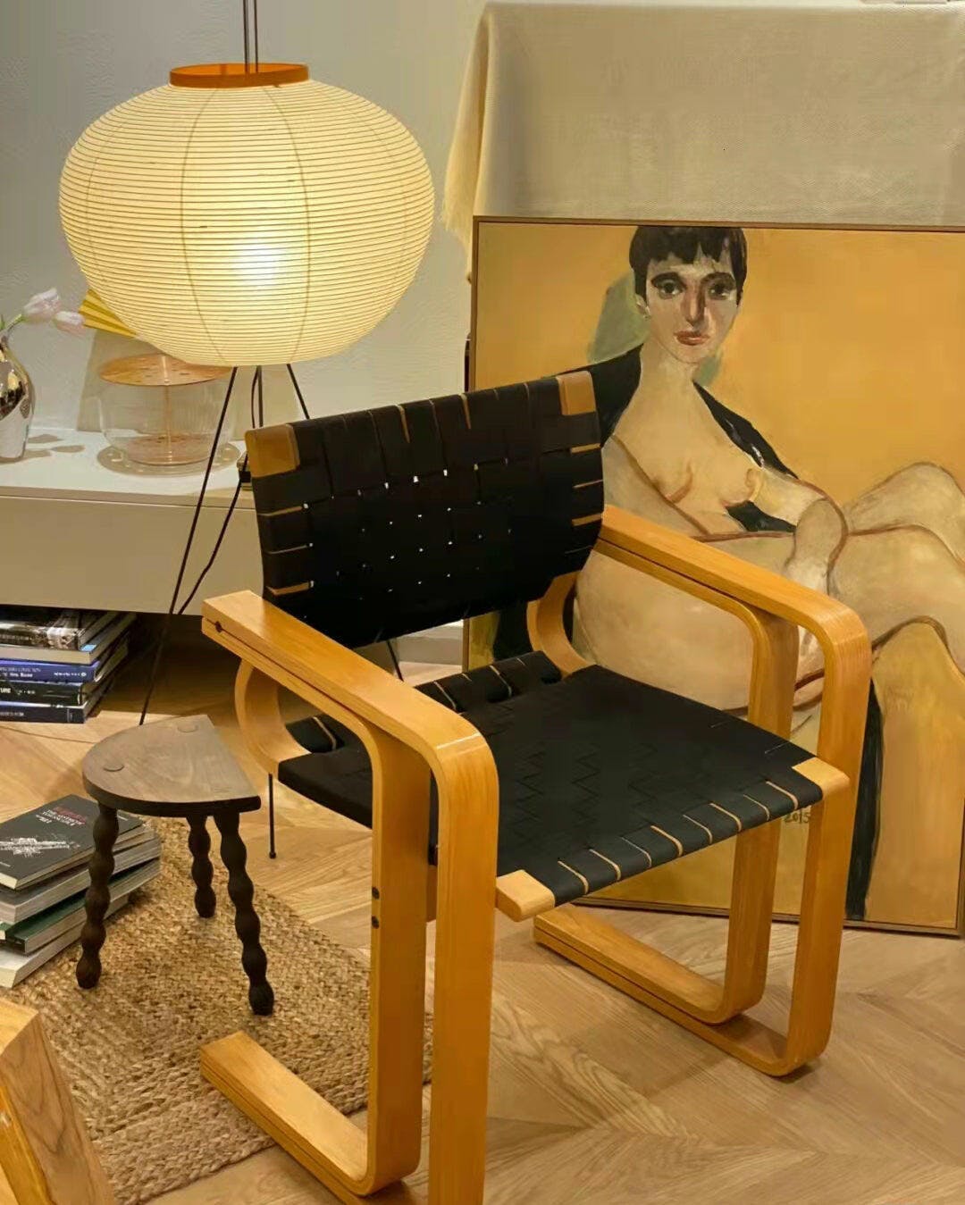 SereniLum Reispapier Stehlampe | Minimalistisches Design | Warmweißes LED-Licht | Nachhaltige Deko für Zuhause