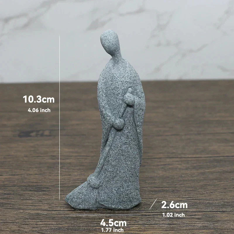 TranquilStone Buddha Figuren Set | Meditative Mönchs Statuen | Zen Garten Dekoration | Achtsamkeit & Feng Shui Deko für Zuhause