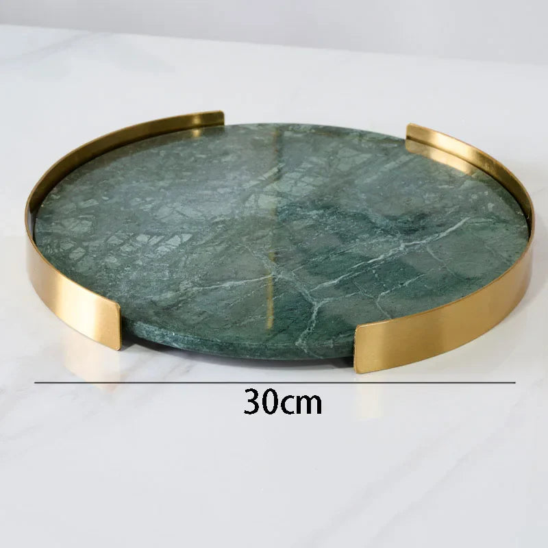 MarbellaLux Natur-Marmor Serviertablett | Luxuriöse Dekoration | Hochwertig & Zeitlos | Perfekt für Küche & Wohnzimmer