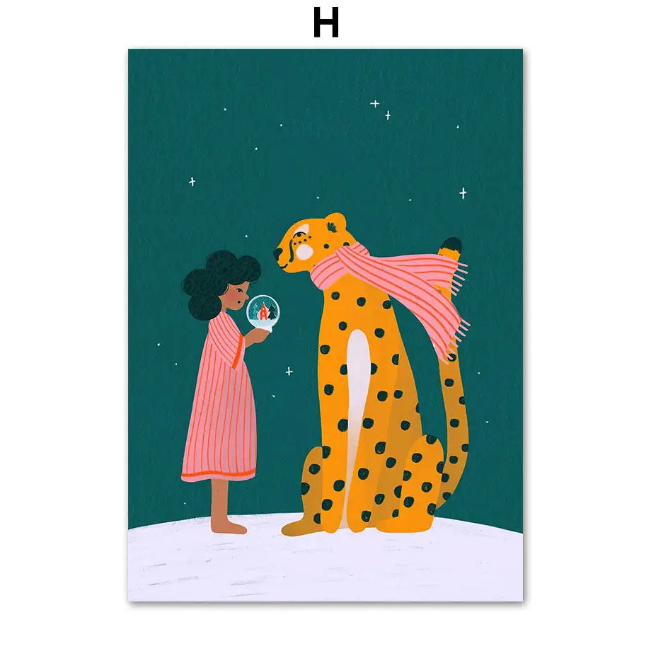 ArtWave Nordische Tierkunst-Leinwand | Wal Delfin Leopard | Poster und Drucke | Wohnzimmer Wanddeko