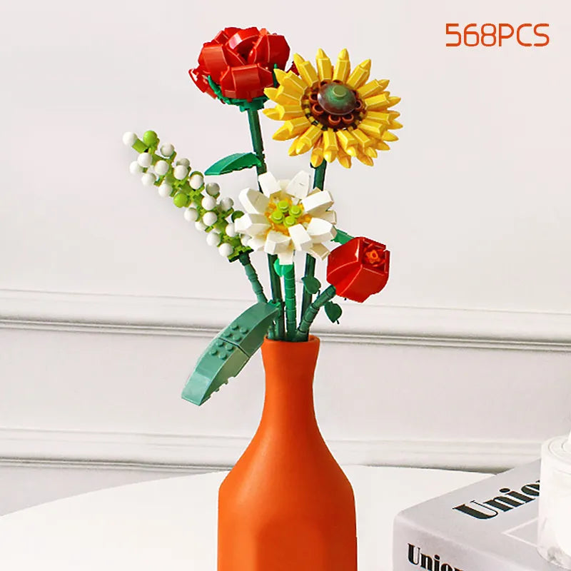 BloomBlocks Romantisches Rosen-Bouquet | Bauklötze Set | DIY Dekoration | Geschenk für Mädchen