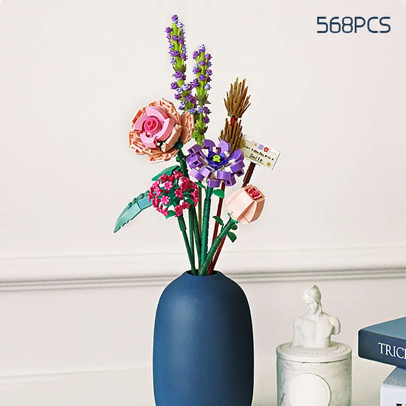 BloomBlocks Romantisches Rosen-Bouquet | Bauklötze Set | DIY Dekoration | Geschenk für Mädchen