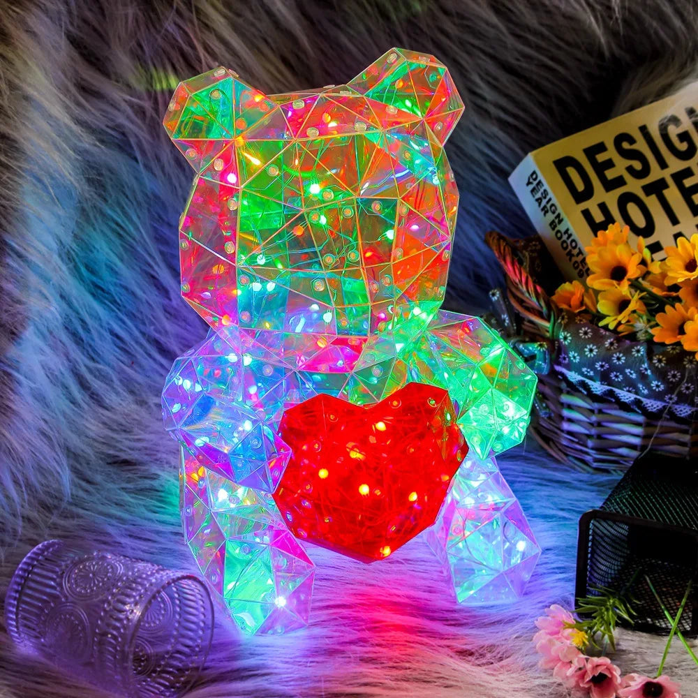 GlowBear LED Teddybär Lampe | Kuschelige Geschenkidee | Bunte Beleuchtung | Deko für Geburtstag & Valentinstag