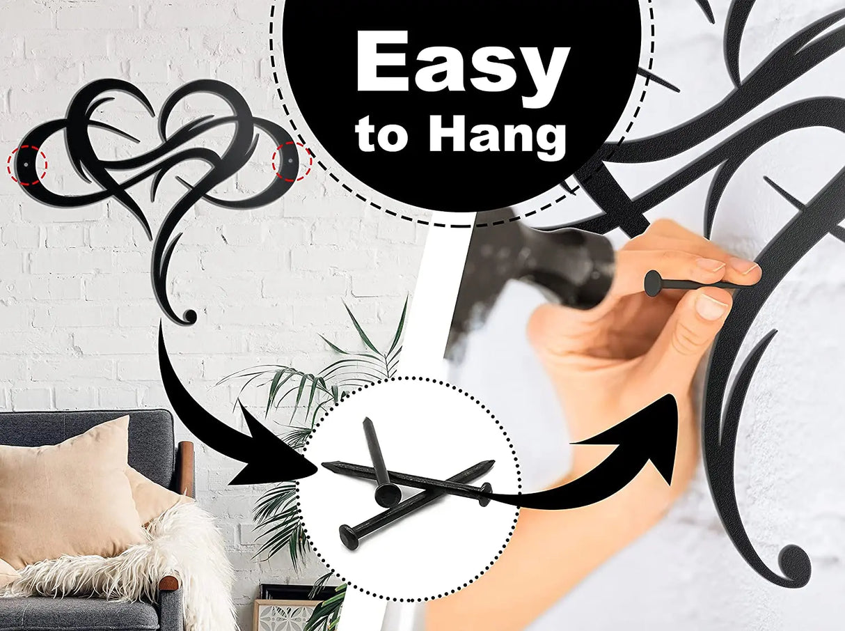 EternaWall Metall Wanddeko | Ewiges Herz | Einzigartiges Design | Raumdekoration | Eisen Wandkunst