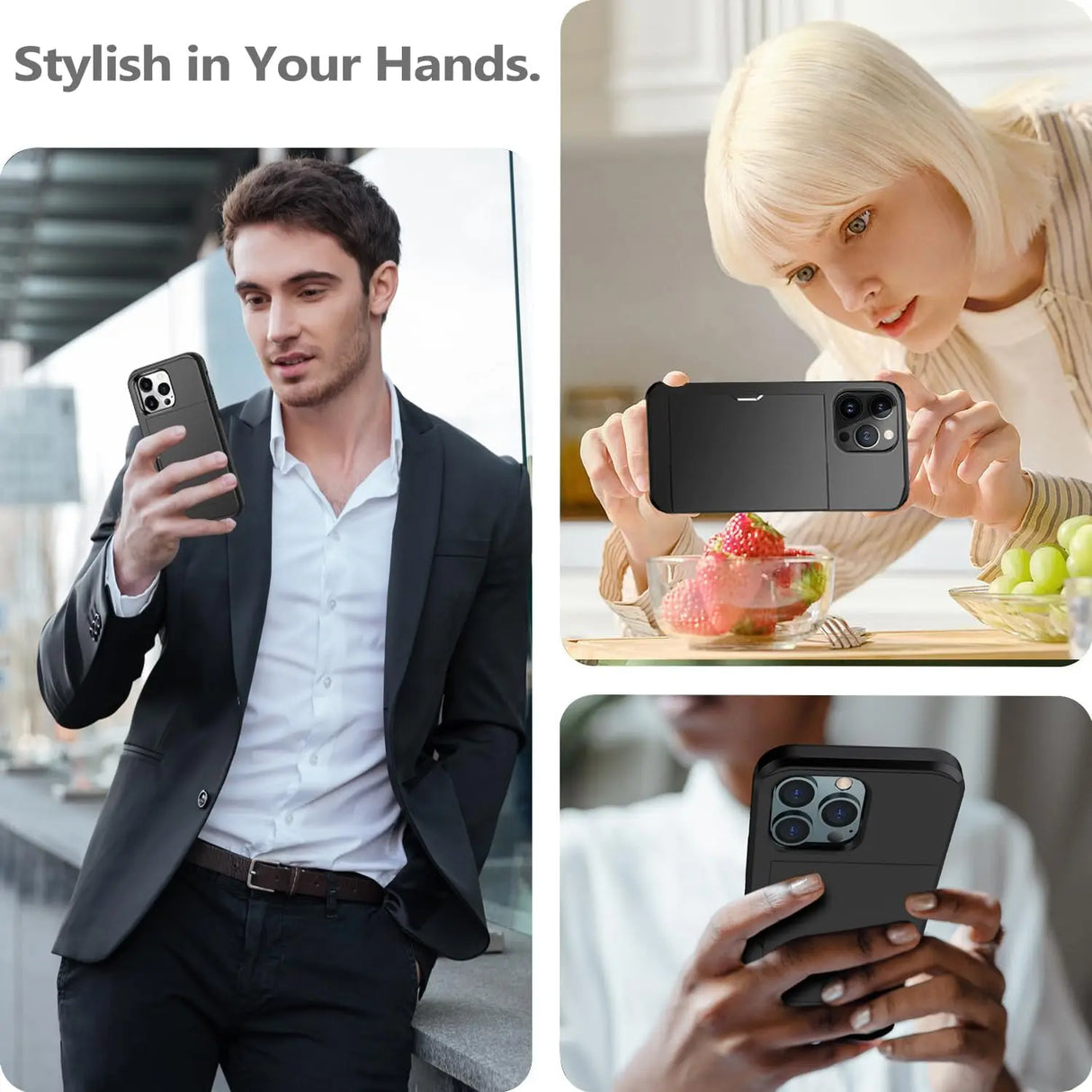 LuxShield iPhone-Hülle mit Kartenhalter | Schlankes Design | Kartenaufbewahrung | Schutz & Stil