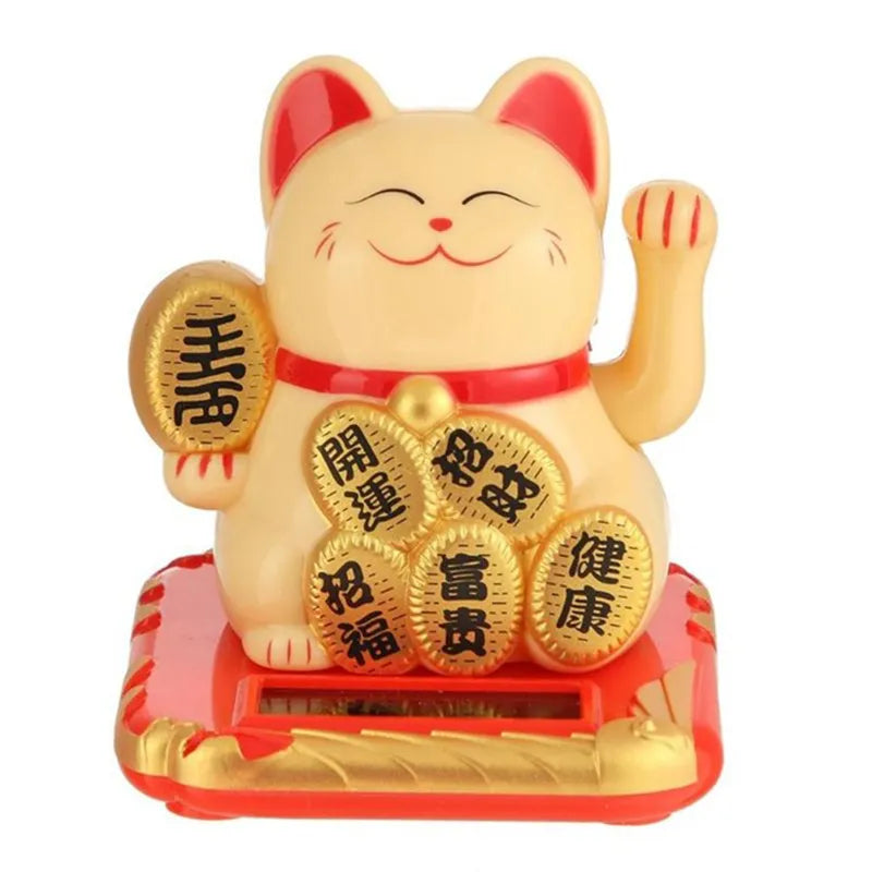 LuckyMiko Chinesische Glückskatze | Winkende Katze mit Beweglichem Arm | Feng Shui Dekoration für Zuhause & Büro | Symbol für Wohlstand