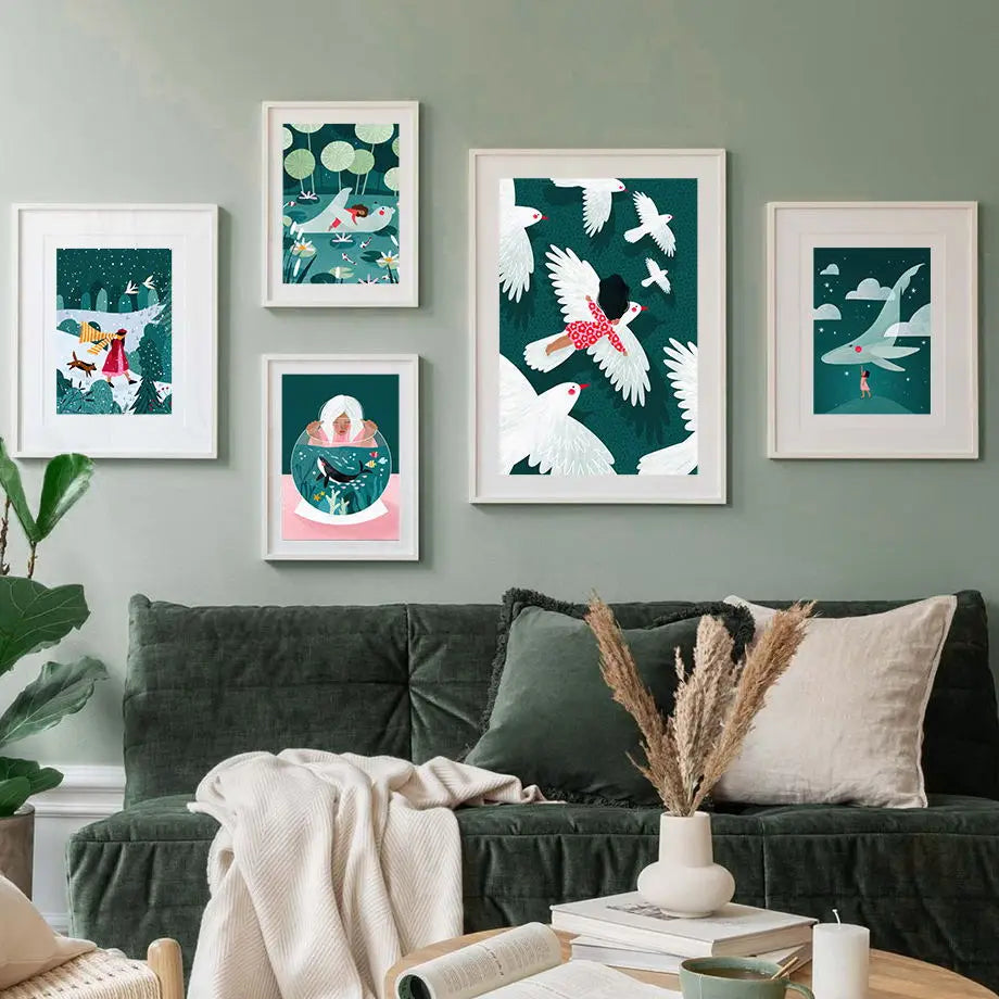 ArtWave Nordische Tierkunst-Leinwand | Wal Delfin Leopard | Poster und Drucke | Wohnzimmer Wanddeko