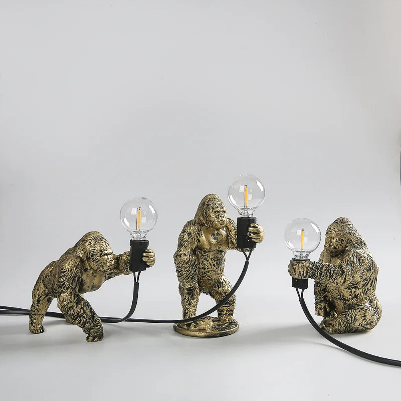 PrimalGlow Gorilla Tischlampe | LED Nachtleuchte | Tierische Tischbeleuchtung für Zuhause