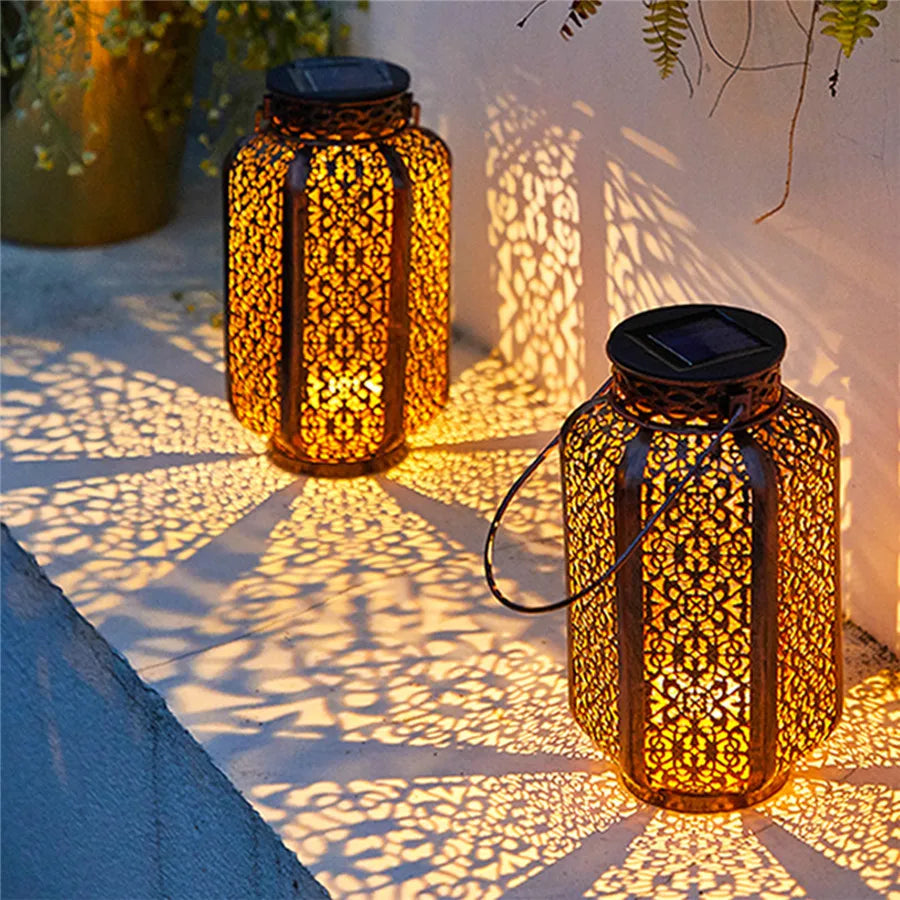 DecoGlow Art Deco Solarlaterne | Elegante Gartenbeleuchtung | Nachhaltige LED-Lampe | Dekoratives Licht für Außen