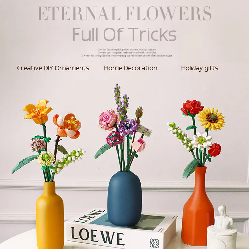 BloomBlocks Romantisches Rosen-Bouquet | Bauklötze Set | DIY Dekoration | Geschenk für Mädchen