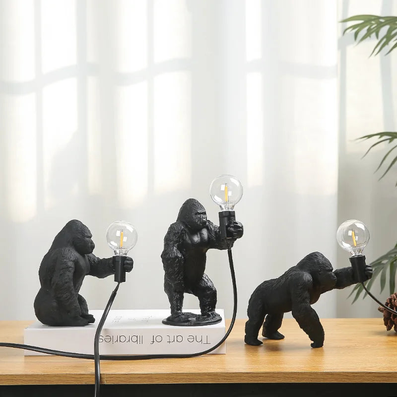 PrimalGlow Gorilla Tischlampe | LED Nachtleuchte | Tierische Tischbeleuchtung für Zuhause