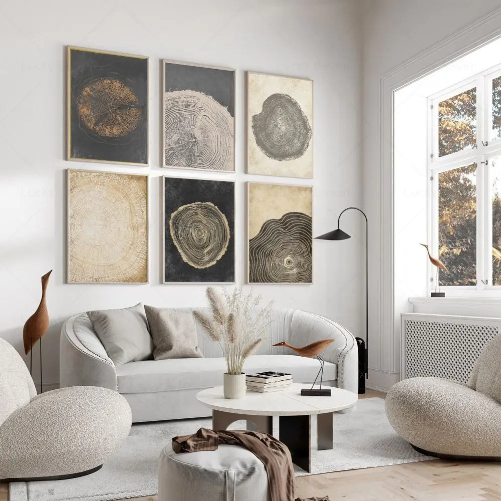 ArtRing Baumringe Abstrakte Leinwand | Moderne Wandkunst | Stilvolle Deko für Zuhause