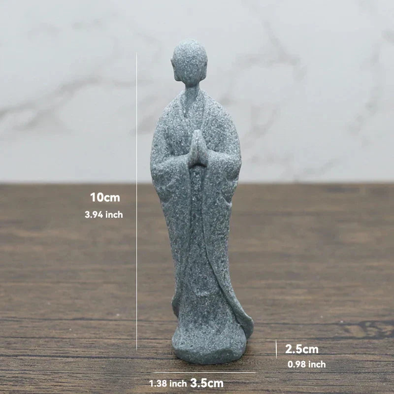 TranquilStone Buddha Figuren Set | Meditative Mönchs Statuen | Zen Garten Dekoration | Achtsamkeit & Feng Shui Deko für Zuhause