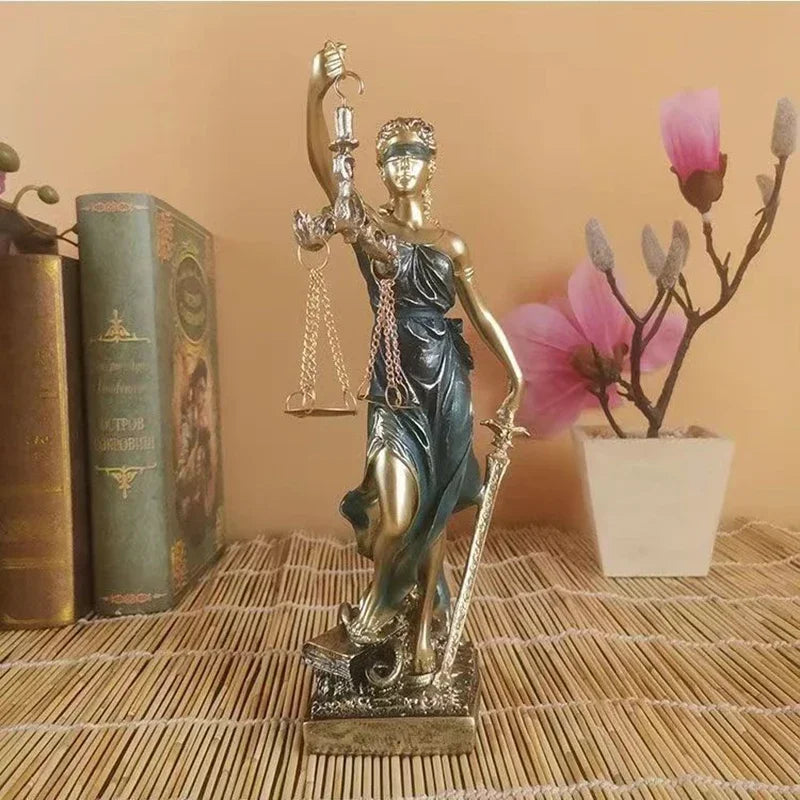 StatuaGrace Göttin der Gerechtigkeit Statue | Antike Bronze Skulptur | Deko für Zuhause & Büro