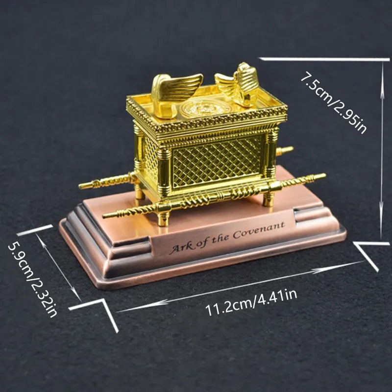 CovenantCraft Replik der Bundeslade | Vergoldete Statue mit Inhalt | Metallhandwerk Ornament für Wohnzimmer & Zuhause