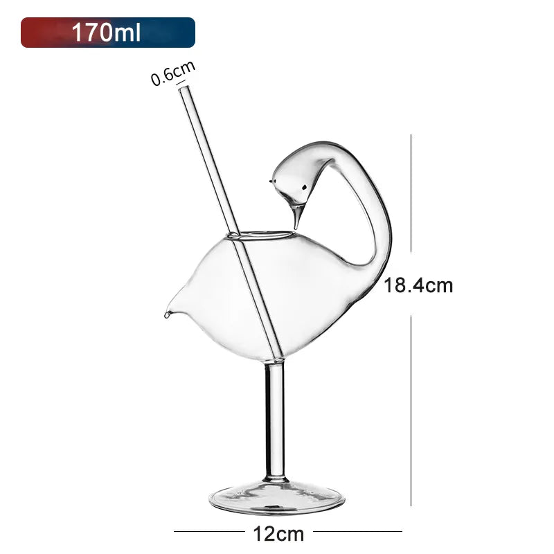AquaSpirits Kreatives Cocktailglas | Transparentes Design mit Strohhalm | Pufffisch, Oktopus, Schwan & Vogel | Perfekt für Party & Bar