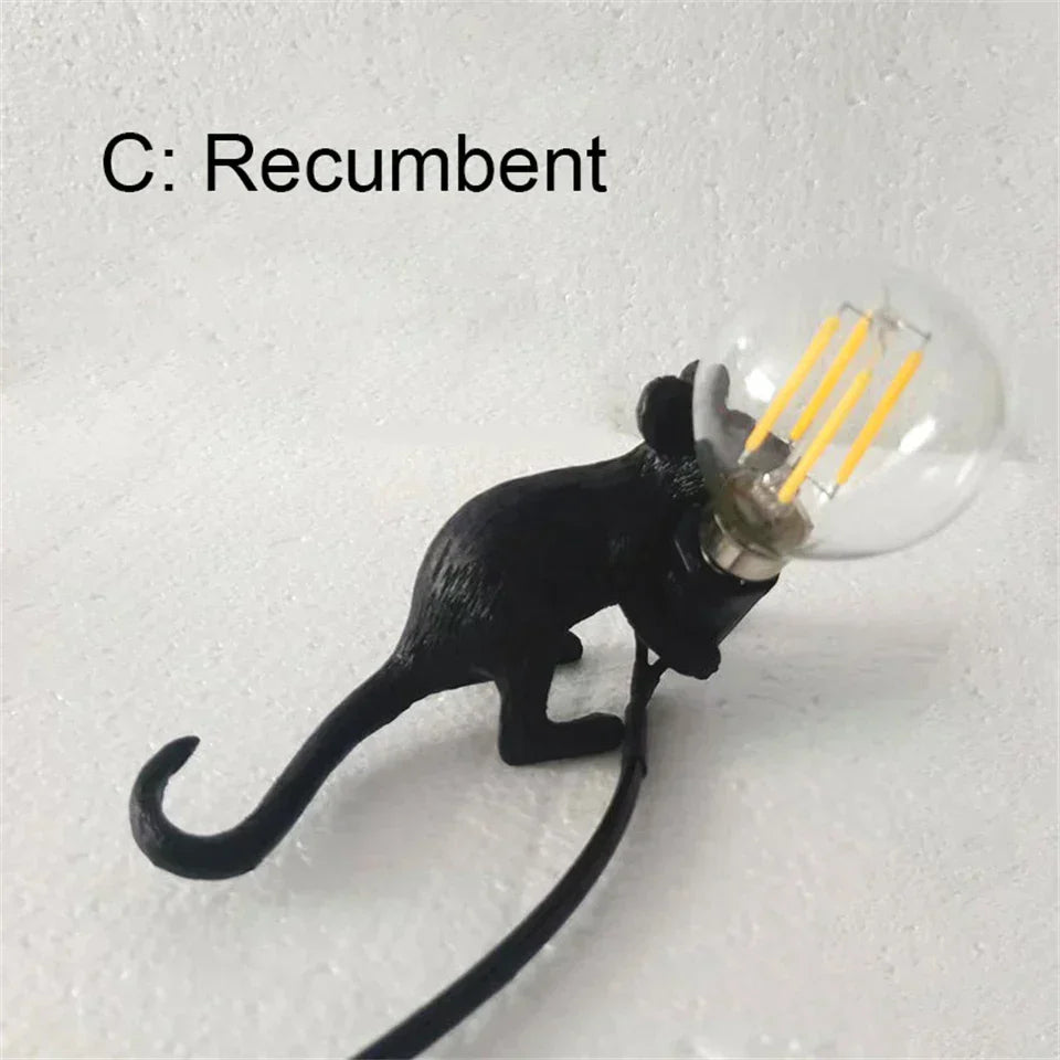 CritterGlow Moderne LED Tischlampe | Harz Tierdesign | Ratte, Katze & Eichhörnchen | Nachtlicht & Wohnkultur