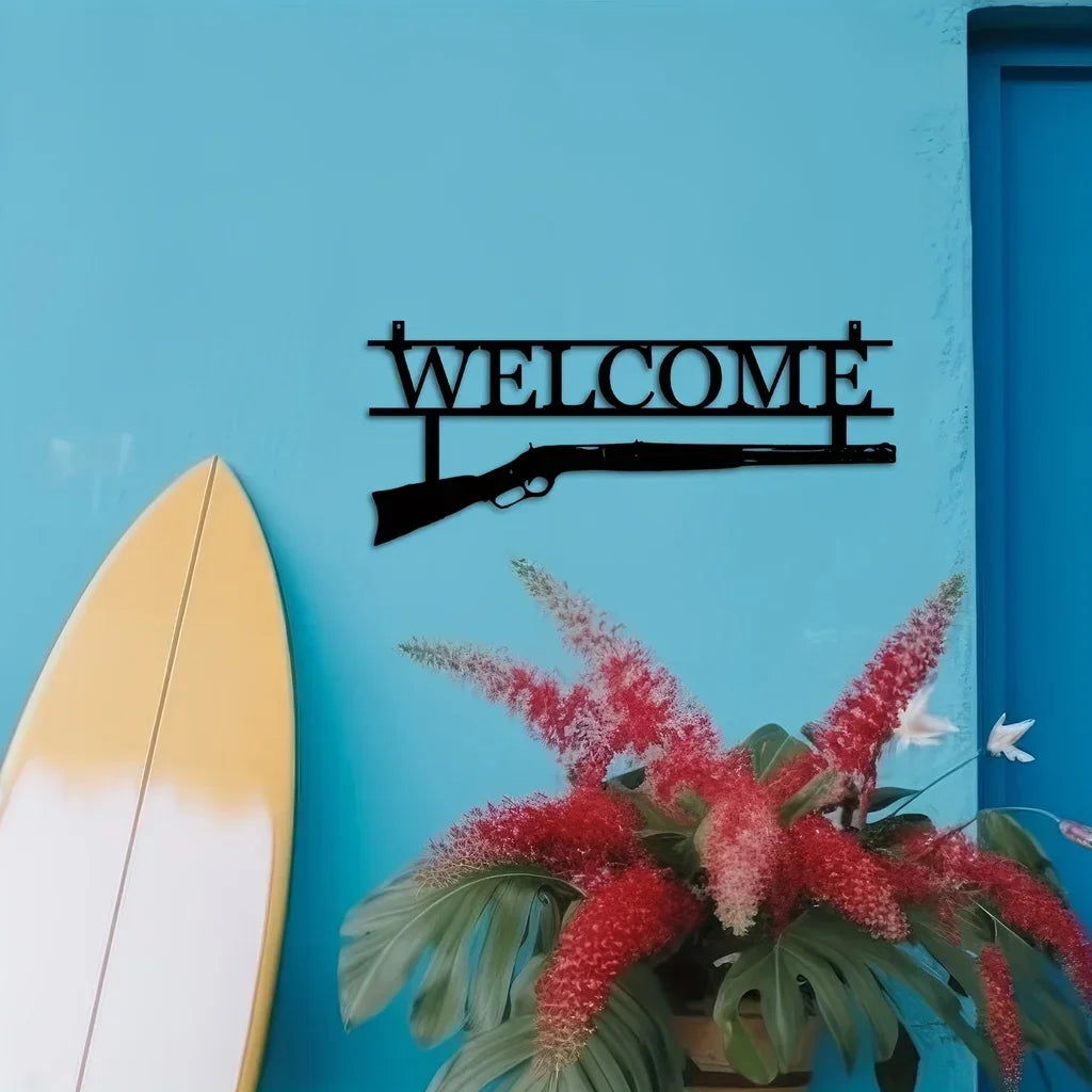 HuntArt Metall Welcome Schild | Jagd Deko | Wandkunst für Zuhause | Metall Wanddekoration